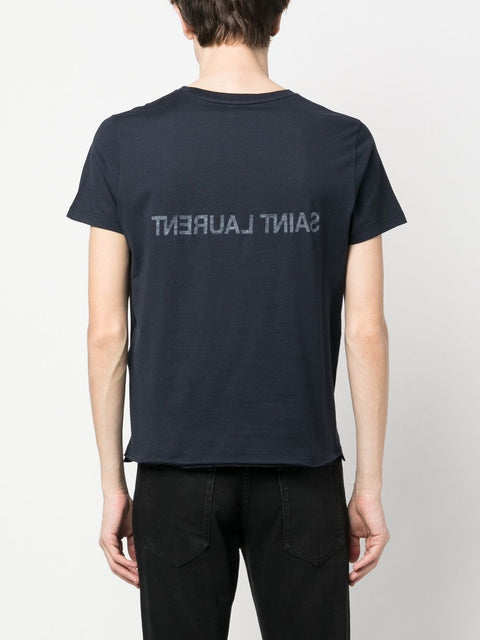 Saint Laurent T-Shirts And Polos Blue-men > clothing > topwear-Saint Laurent-L-Urbanheer