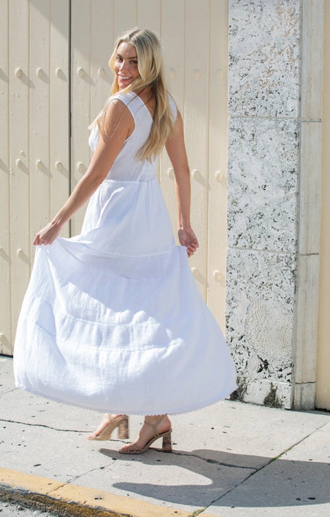 Saint Tropez Dress White-Dress-Cotton Natural-S-Urbanheer