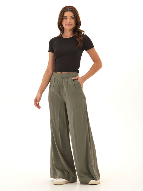 Samirah EcoVero Woven Pleated Wide Leg Pant