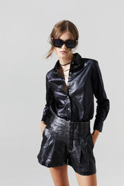 San Marino Metallic Linen Shirt - Black-Shirt-Lanhtropy-XS-Metallic Black-Urbanheer