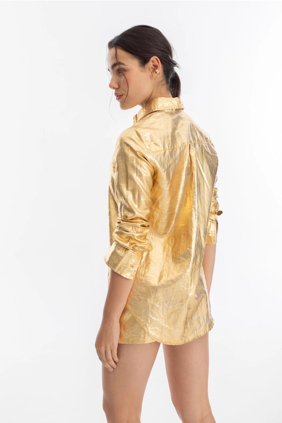 San Marino Metallic Linen Shirt - Gold-Shirt-Lanhtropy-XS-Urbanheer