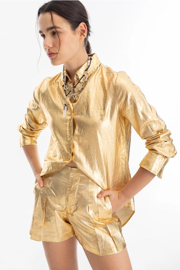 San Marino Metallic Linen Shirt - Gold-Shirt-Lanhtropy-XS-Urbanheer
