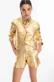 San Marino Metallic Linen Shirt - Gold-Shirt-Lanhtropy-XS-Urbanheer