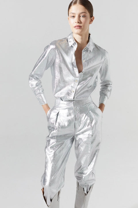 San Marino Metallic Linen Shirt - New Silver-Shirt-Lanhtropy-XS-Urbanheer