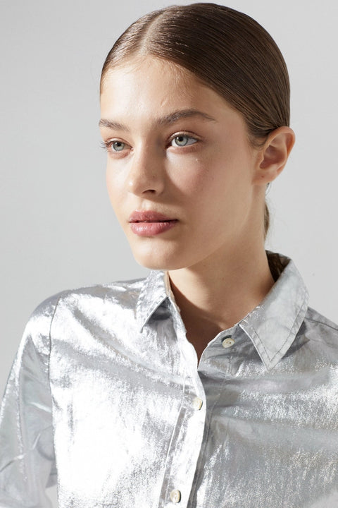 San Marino Metallic Linen Shirt - New Silver-Shirt-Lanhtropy-XS-Urbanheer