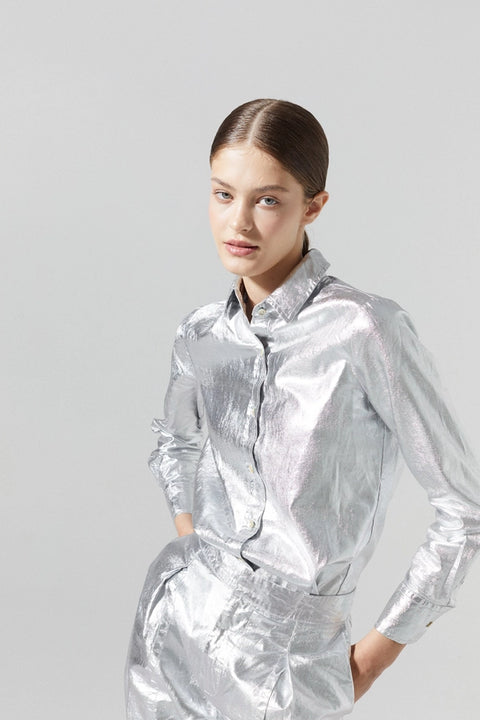 San Marino Metallic Linen Shirt - New Silver-Shirt-Lanhtropy-XS-Urbanheer