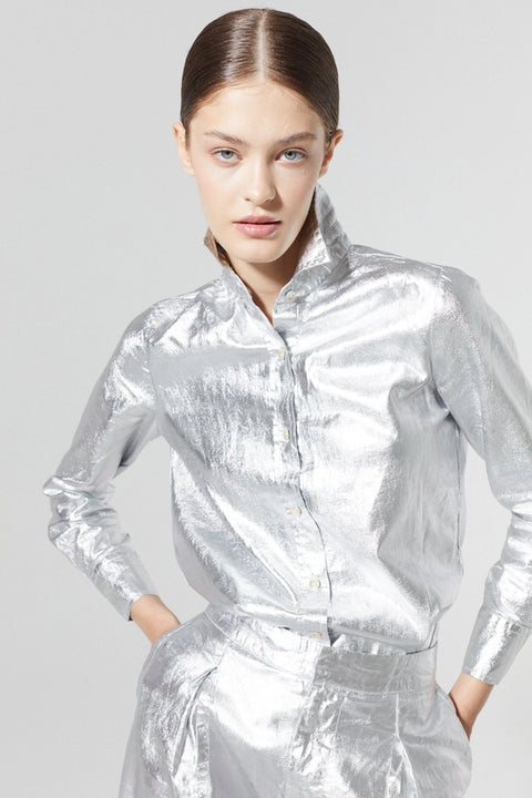 San Marino Metallic Linen Shirt - New Silver-Shirt-Lanhtropy-XS-Urbanheer
