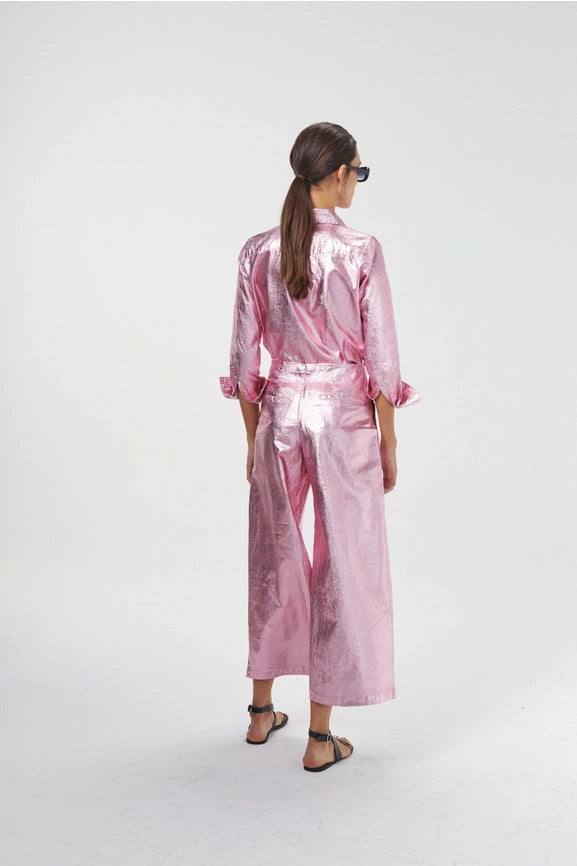 San Marino Metallic Linen Shirt - Pink-Shirt-Lanhtropy-XS-Urbanheer