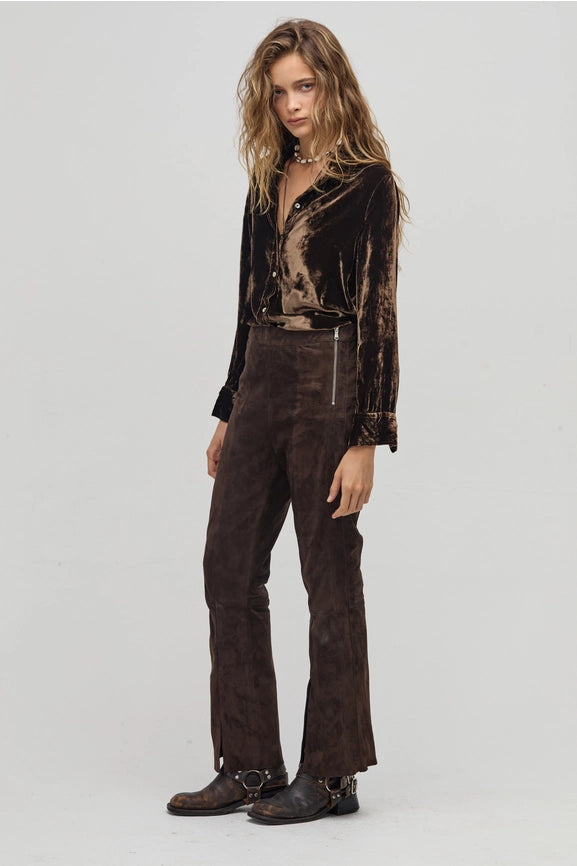 San Marino Velvet Shirt - Chocolate-Shirt-Lanhtropy-XS-Chocolate-Urbanheer