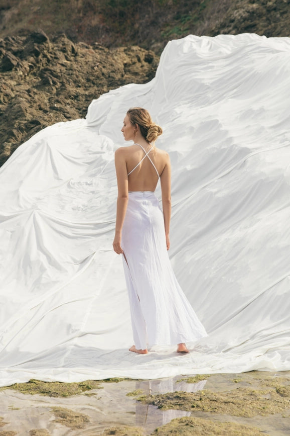 Sand Castle Linen Dress-Dress-Dor Raw Luxury-XS-White-Urbanheer