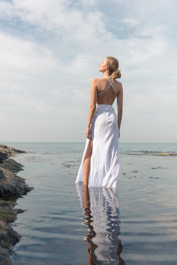 Sand Castle Linen Dress-Dress-Dor Raw Luxury-XS-White-Urbanheer