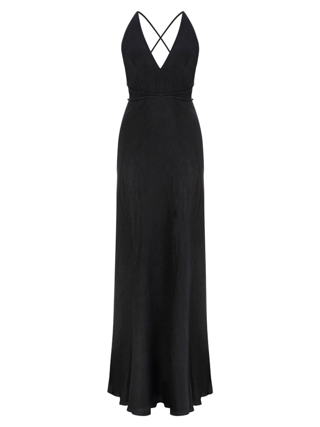 Sand Castle Linen Dress-Dress-Dor Raw Luxury-XS-Black-Urbanheer