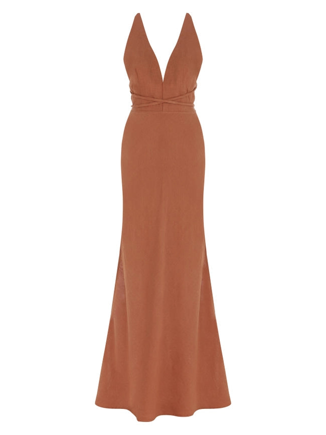 Sand Castle Linen Dress-Dress-Dor Raw Luxury-XS-Brick-Urbanheer