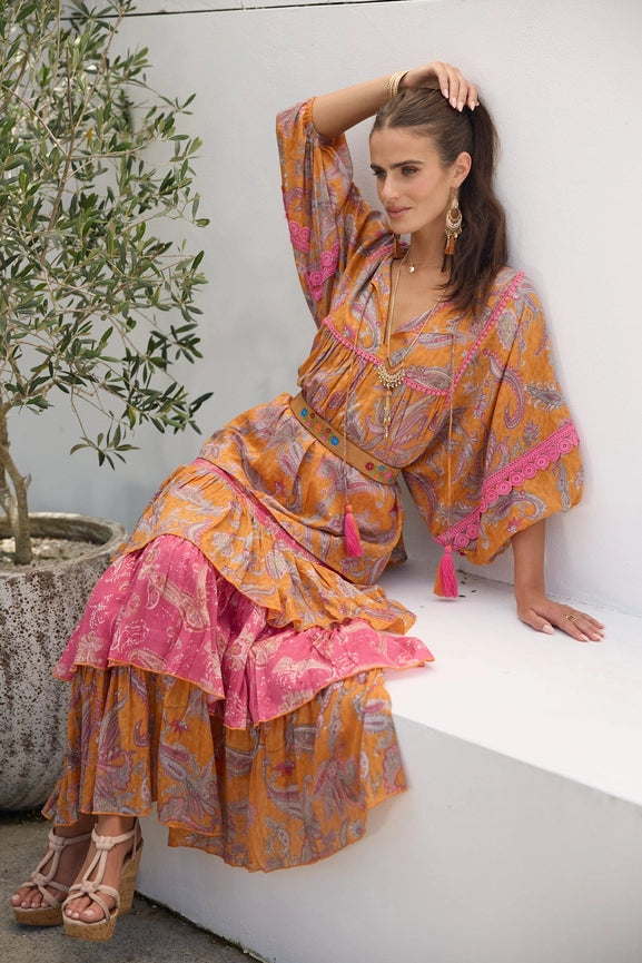 Sangria Skirt Fantasia Patch-Skirt-Naudic-M-Pink/Orange-Urbanheer