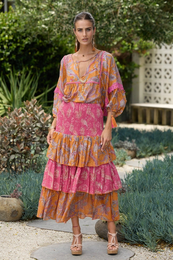 Sangria Skirt Fantasia Patch-Skirt-Naudic-M-Pink/Orange-Urbanheer