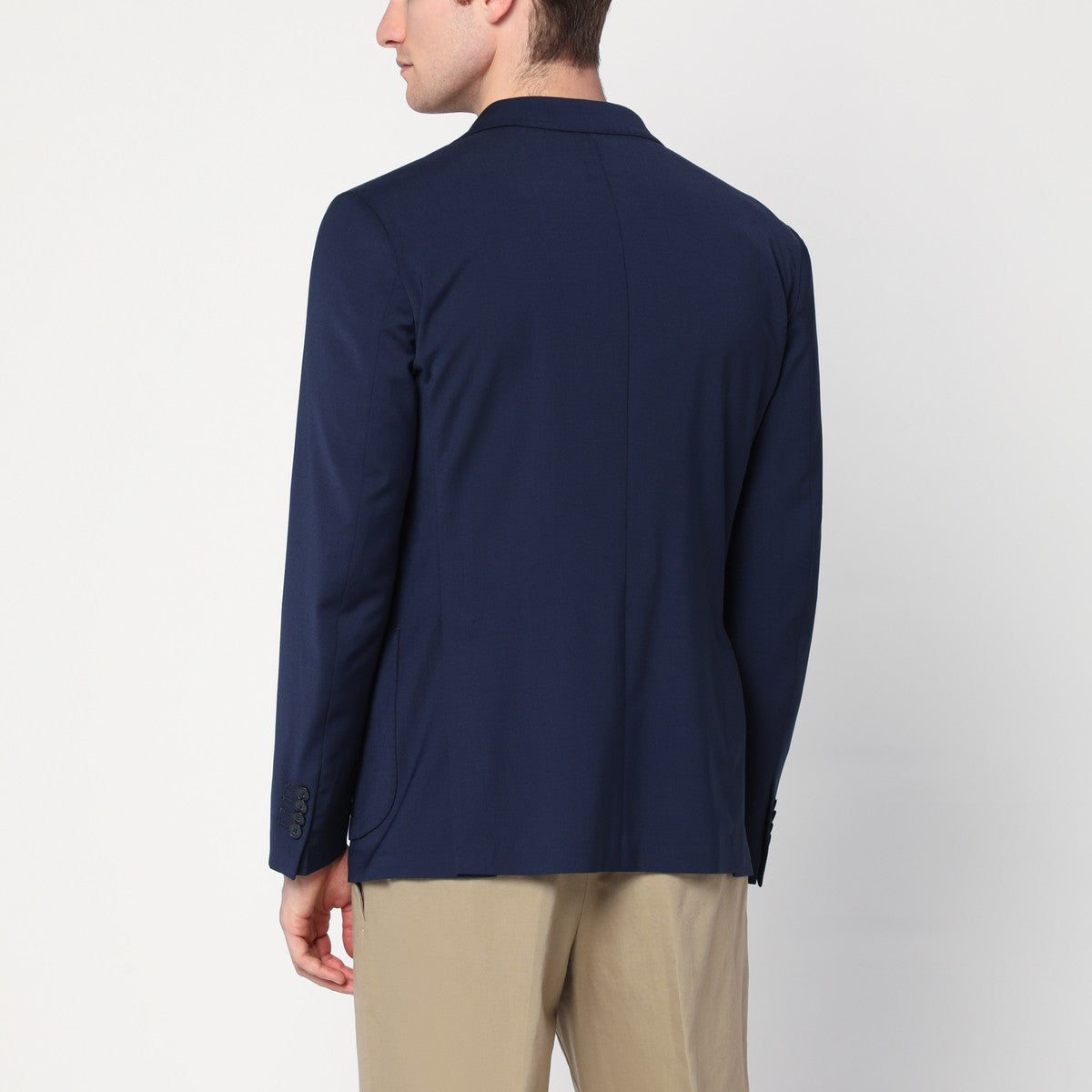 Santaniello Blue wool-blend single-breasted jacket