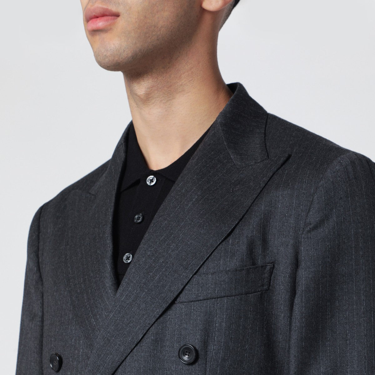 Santaniello Grey pinstripe double-breasted wool suit