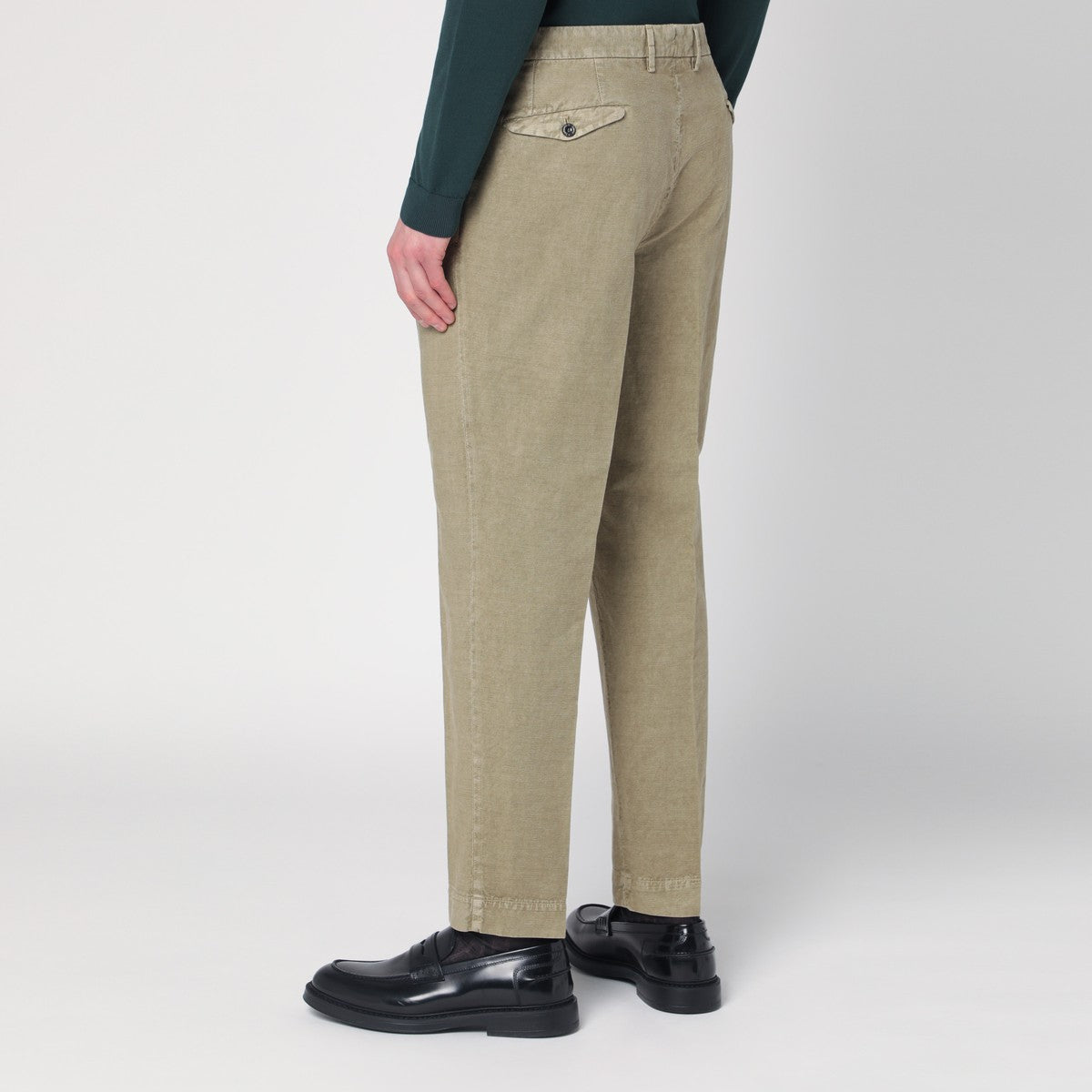 Santaniello Sage green trousers in cotton and linen