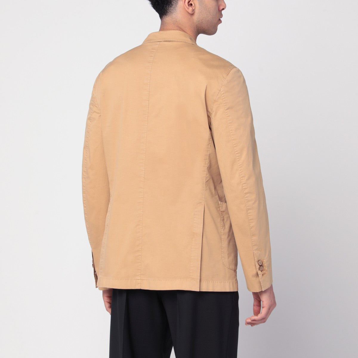 Santaniello Walnut-coloured single-breasted jacket in cotton
