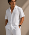 Santorini White Linen Set - Shirt & Pant