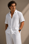 Santorini White Linen Set - Shirt & Pant
