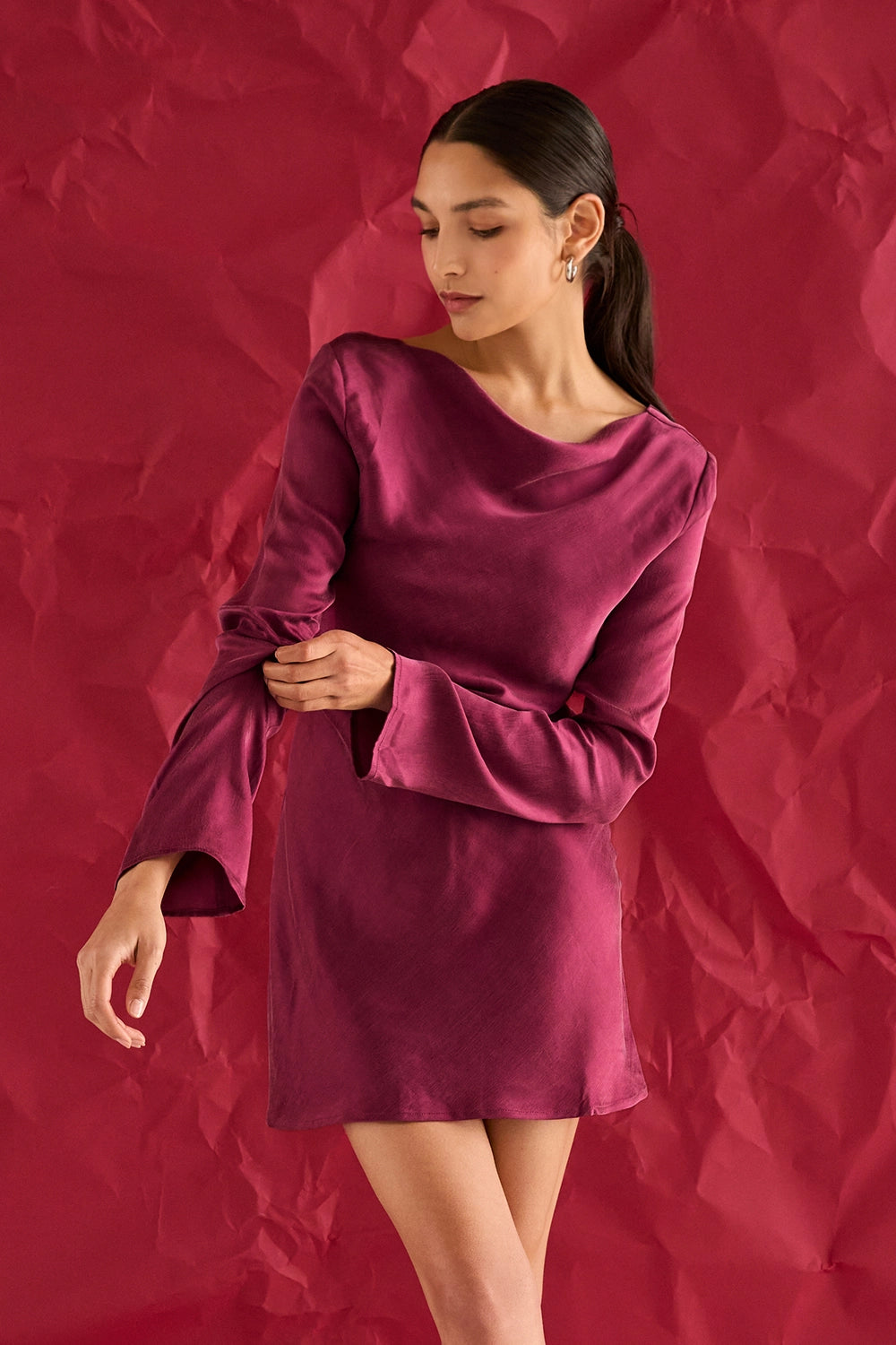 Sarai Bell Sleeves Mini Cupro Dress