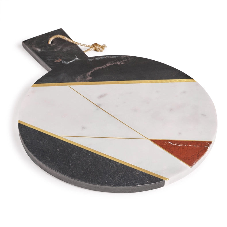 Sardinia Marble & Gold Cheese Board, Large-Cheese Board-GAURI KOHLI-16" x 12" inches-Urbanheer