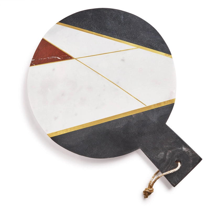 Sardinia Marble & Gold Cheese Board, Large-Cheese Board-GAURI KOHLI-16" x 12" inches-Urbanheer