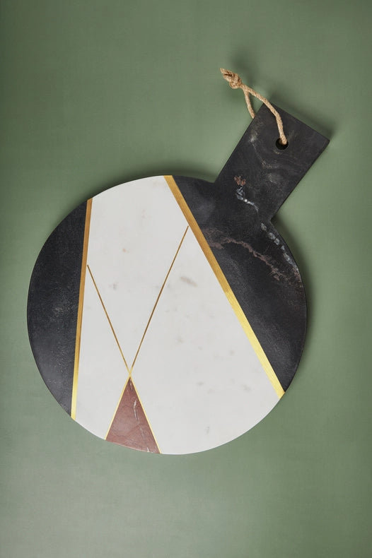 Sardinia Marble & Gold Cheese Board, Large-Cheese Board-GAURI KOHLI-16" x 12" inches-Urbanheer