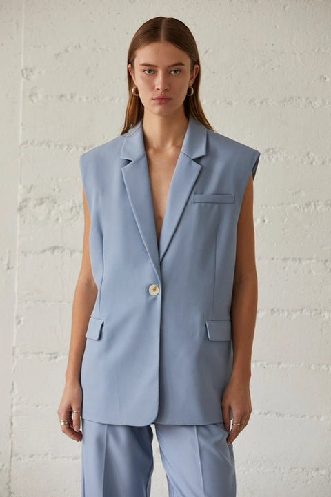 Sasha Sleeveless Blazer Vest-Blazer-Crescent-XS-LIGHT BLUE-Urbanheer