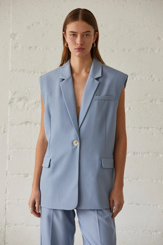 Sasha Sleeveless Blazer Vest-Blazer-Crescent-XS-LIGHT BLUE-Urbanheer