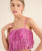 Satin Base Studded Tiered Fringe Cami Top Hot Pink-Top-Blue B-S-HOT PINK-Urbanheer