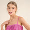 Satin Base Studded Tiered Fringe Cami Top Hot Pink-Top-Blue B-S-HOT PINK-Urbanheer