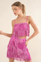 Satin Base Studded Tiered Fringe Cami Top Hot Pink-Top-Blue B-S-HOT PINK-Urbanheer