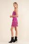 Satin Base Studded Tiered Fringe Cami Top Hot Pink-Top-Blue B-S-HOT PINK-Urbanheer
