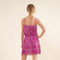 Satin Base Studded Tiered Fringe Cami Top Hot Pink-Top-Blue B-S-HOT PINK-Urbanheer