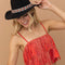 Satin Base Studded Tiered Fringe Cami Top Red-Top-Blue B-S-RED-Urbanheer