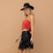 Satin Base Studded Tiered Fringe Cami Top Red-Top-Blue B-S-RED-Urbanheer