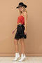Satin Base Studded Tiered Fringe Cami Top Red-Top-Blue B-S-RED-Urbanheer