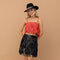 Satin Base Studded Tiered Fringe Cami Top Red-Top-Blue B-S-RED-Urbanheer