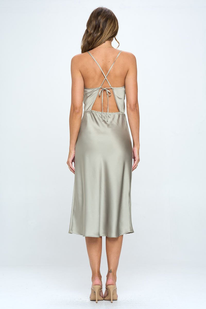 Satin Bias Midi Dress with Criss Cross Back-Dresses-Reneecollection-Urbanheer