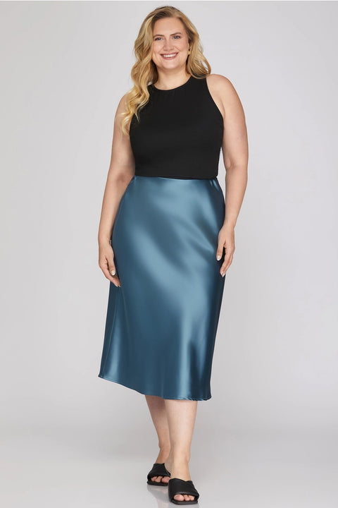Satin Bias Midi Skirt Plus size