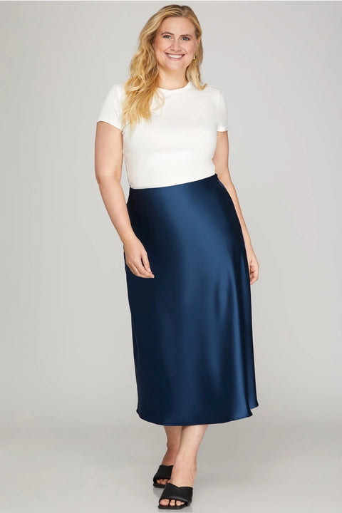 Satin Bias Midi Skirt Plus size