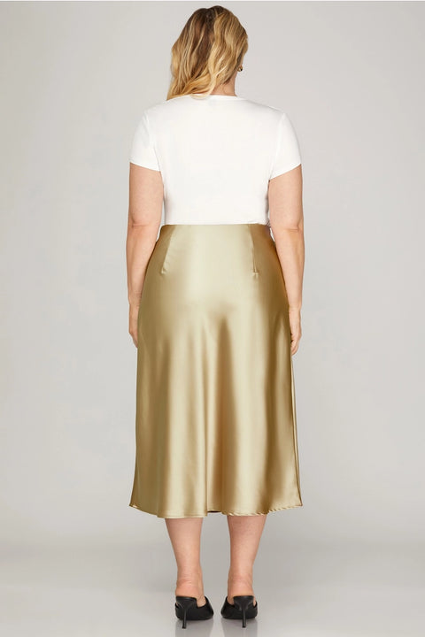 Satin Bias Midi Skirt Plus size
