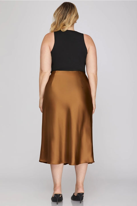 Satin Bias Midi Skirt Plus size