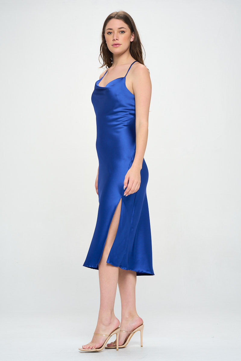 Satin Bias Slip Dress with Slit-Dresses-Reneecollection-Small-ROYAL BLUE-Urbanheer