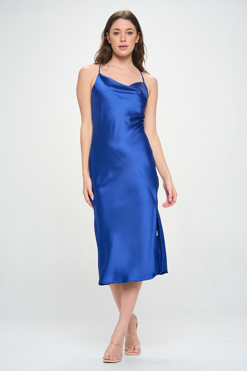 Satin Bias Slip Dress with Slit-Dresses-Reneecollection-Small-ROYAL BLUE-Urbanheer