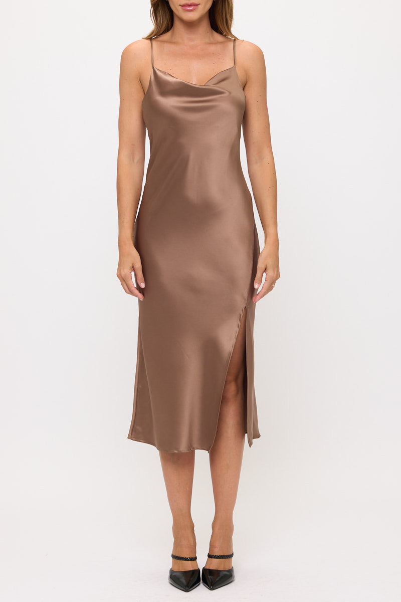 Satin Bias Slip Dress with Slit-2