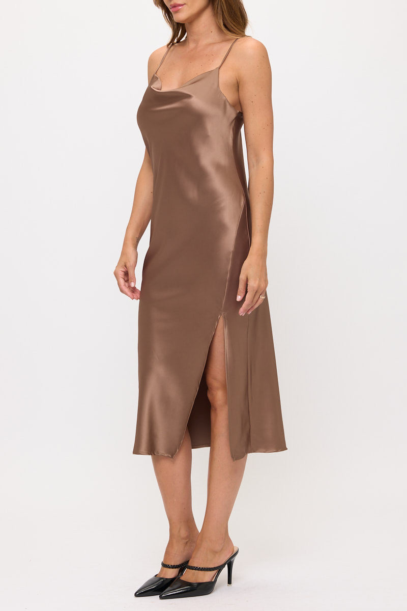 Satin Bias Slip Dress with Slit-3