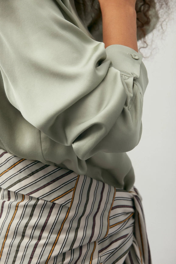 Satin Blouse Green-Blouse-A LINE-XXS/XS-Green-Urbanheer